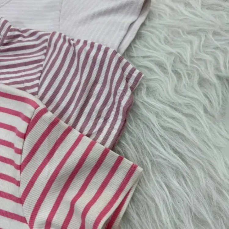 کراپ راه راه کبریتی چهارفصل زنانه دخترانه تنخور شیک سایز S M L XL XXL