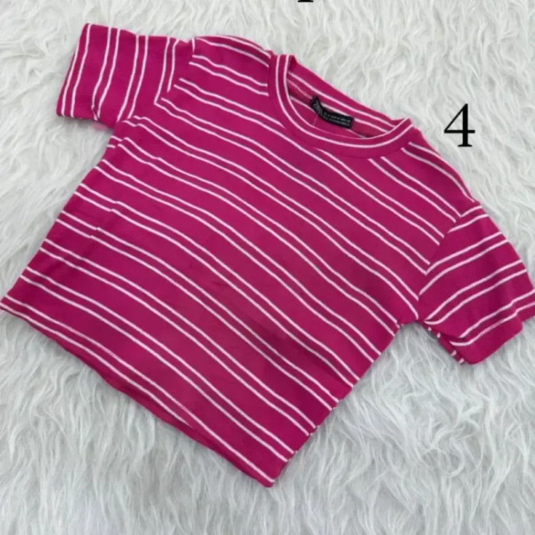 کراپ راه راه کبریتی چهارفصل زنانه دخترانه تنخور شیک سایز S M L XL XXL